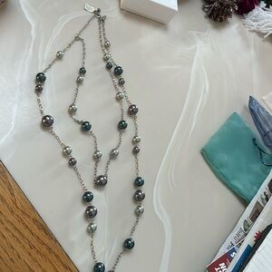 Lia Sophia double strand necklace with pearl accents